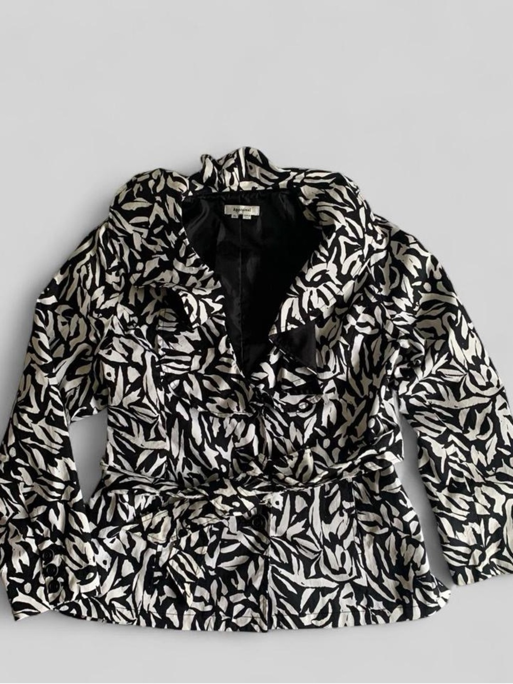 Abstract Black & White Belted Women's Blazer